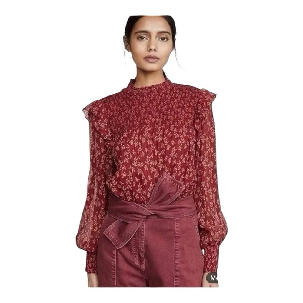 Free People Top Women Small Maroon Red Roma